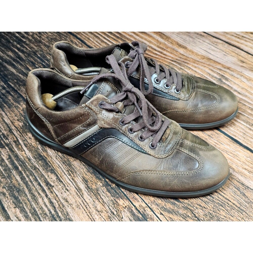 Ecco Fenn Tie Genuine Leather Lace Up Oxford Shoes Brown Black Mens 44/10-10.5 - Picture 2 of 12